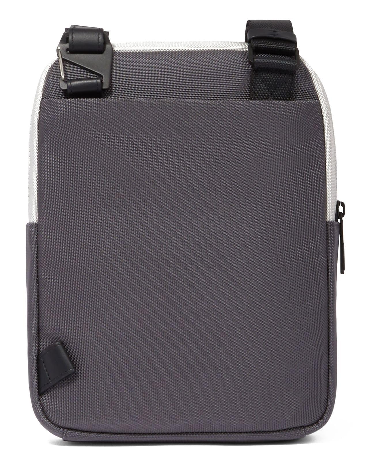 PIQUADRO - Borsello porta iPad in tessuto riciclato e pelle linea brief, Grigio/Nero