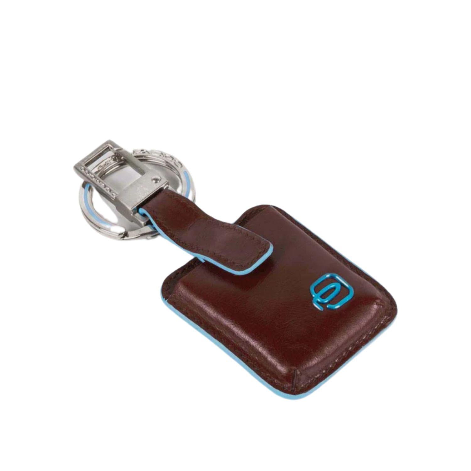 Piquadro - Portachiavi con moschettone e Connequ Blue Square, Mogano