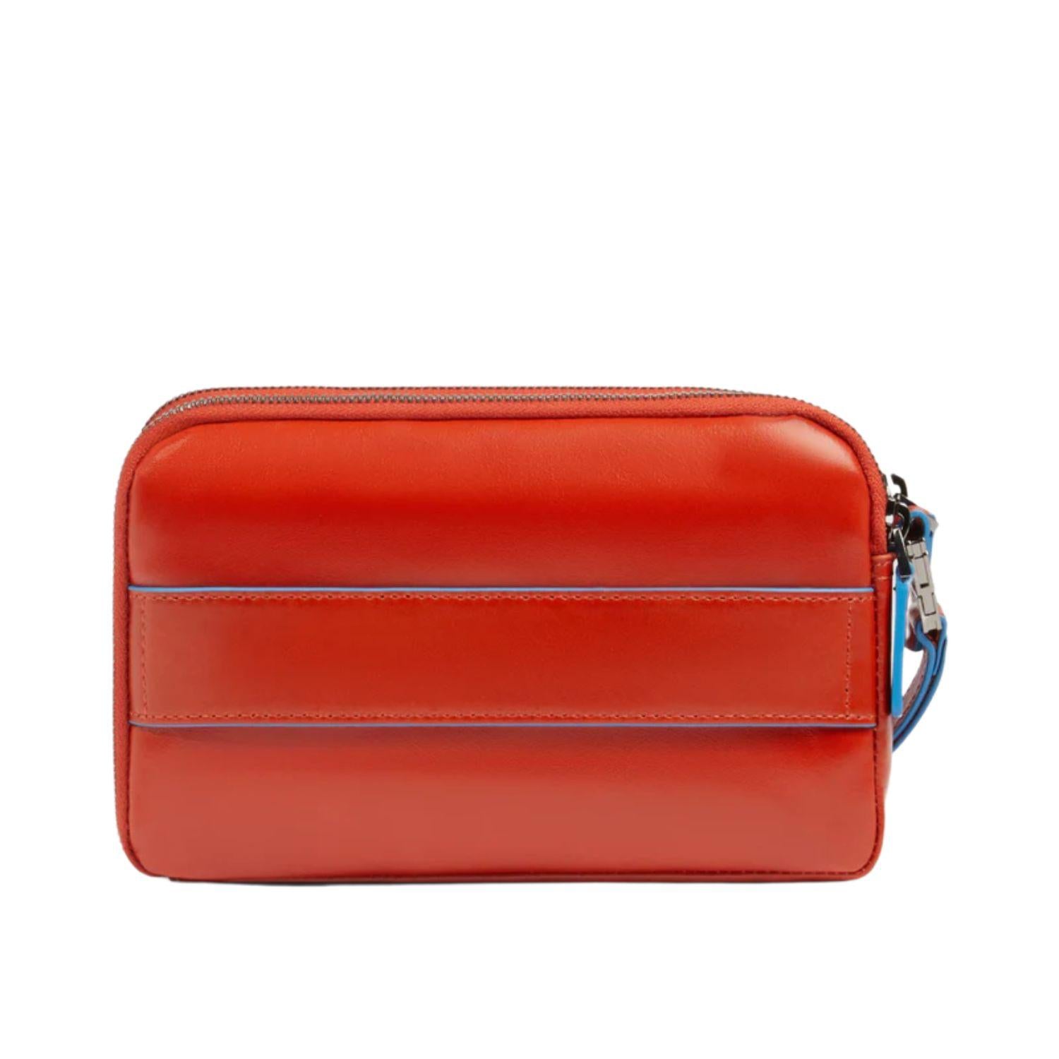 Piquadro - Pochette uomo 3 scomparti in pelle, Arancione