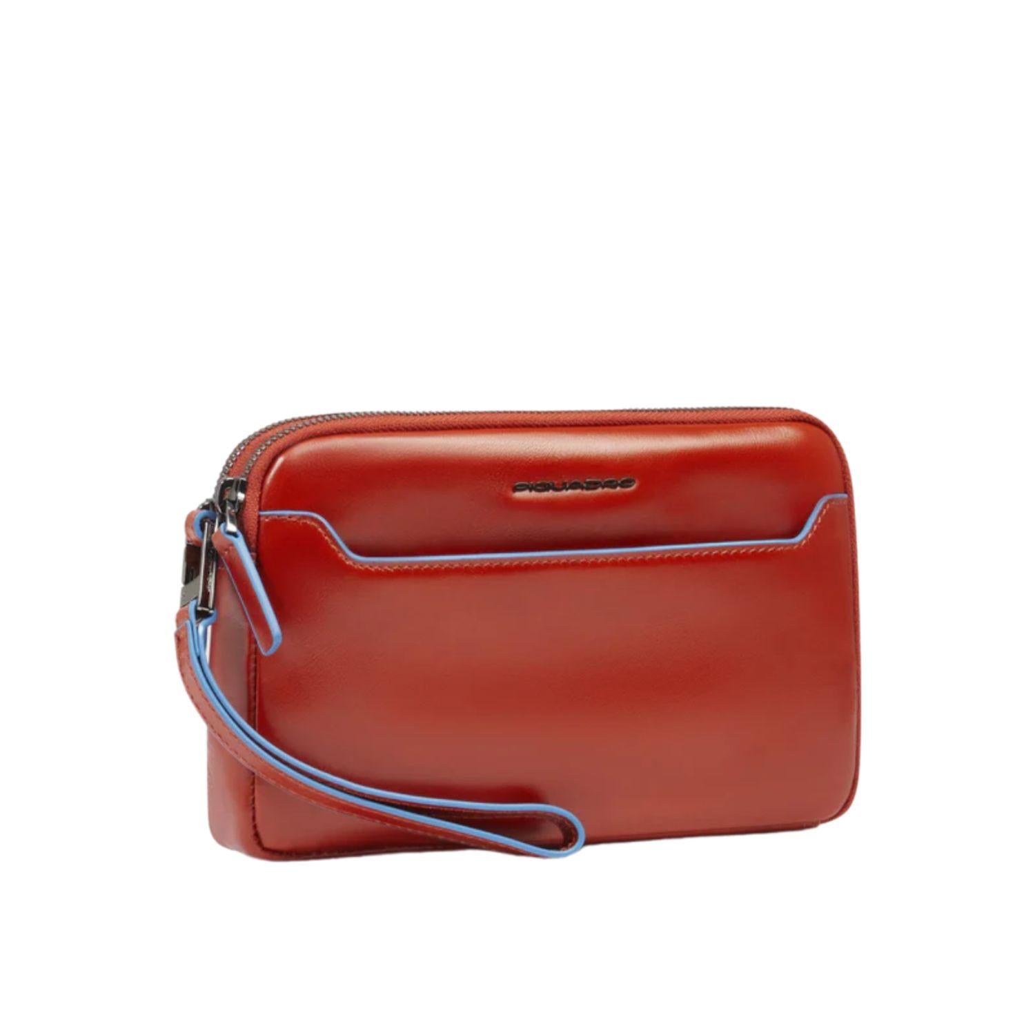 Piquadro - Pochette uomo 3 scomparti in pelle, Arancione