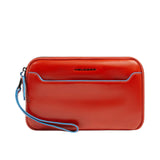 Piquadro - Pochette uomo 3 scomparti in pelle, Arancione