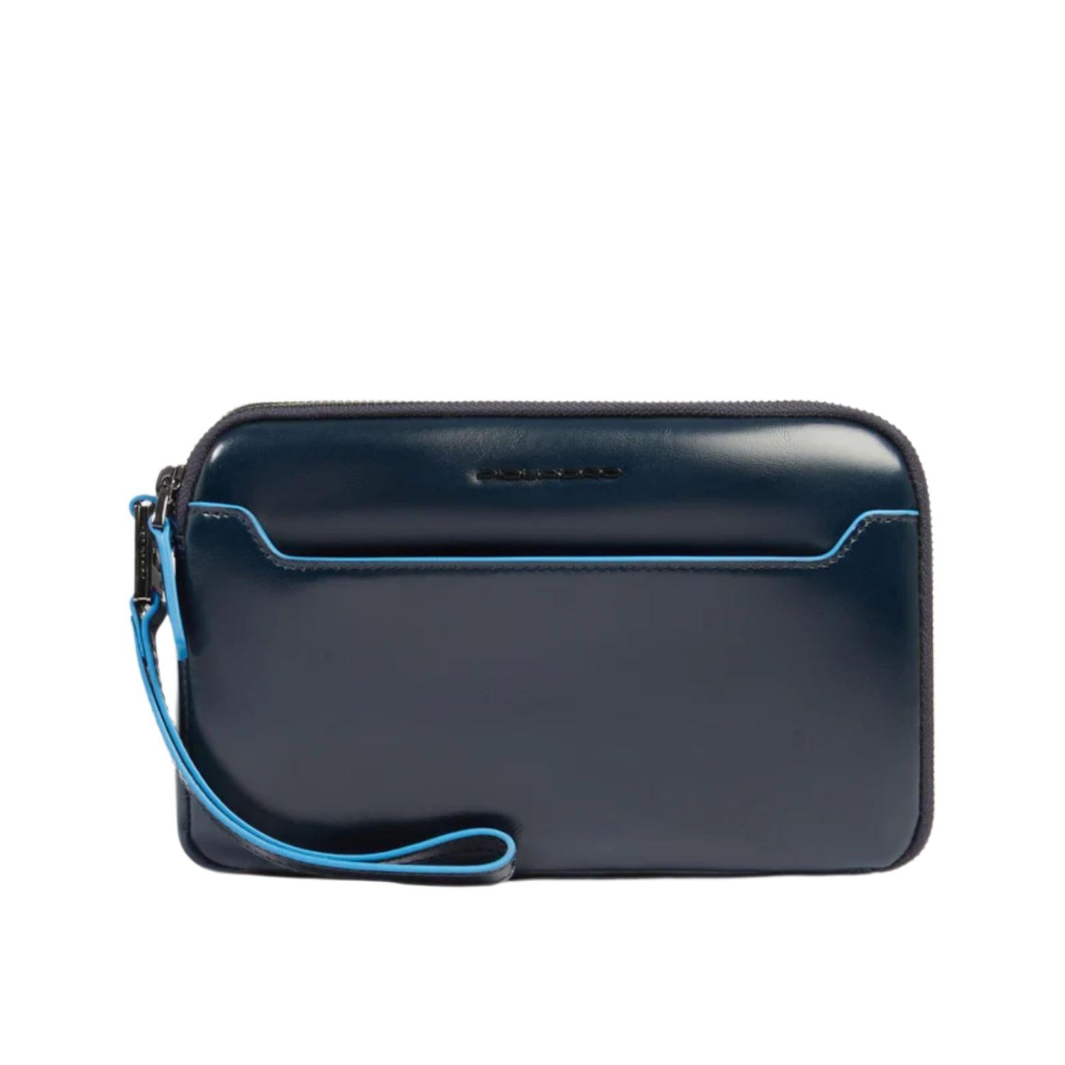 Piquadro - Pochette uomo 3 scomparti in pelle, Blu