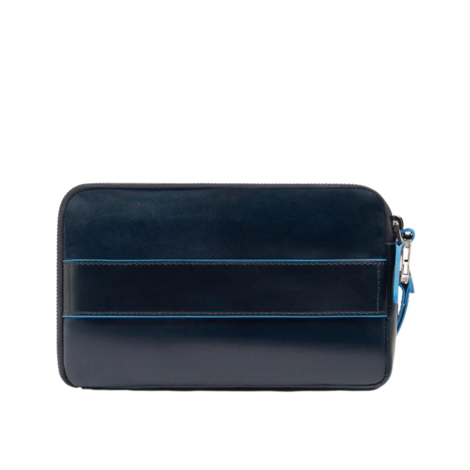 Piquadro - Pochette uomo 3 scomparti in pelle, Blu