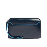Piquadro - Pochette uomo 3 scomparti in pelle, Blu