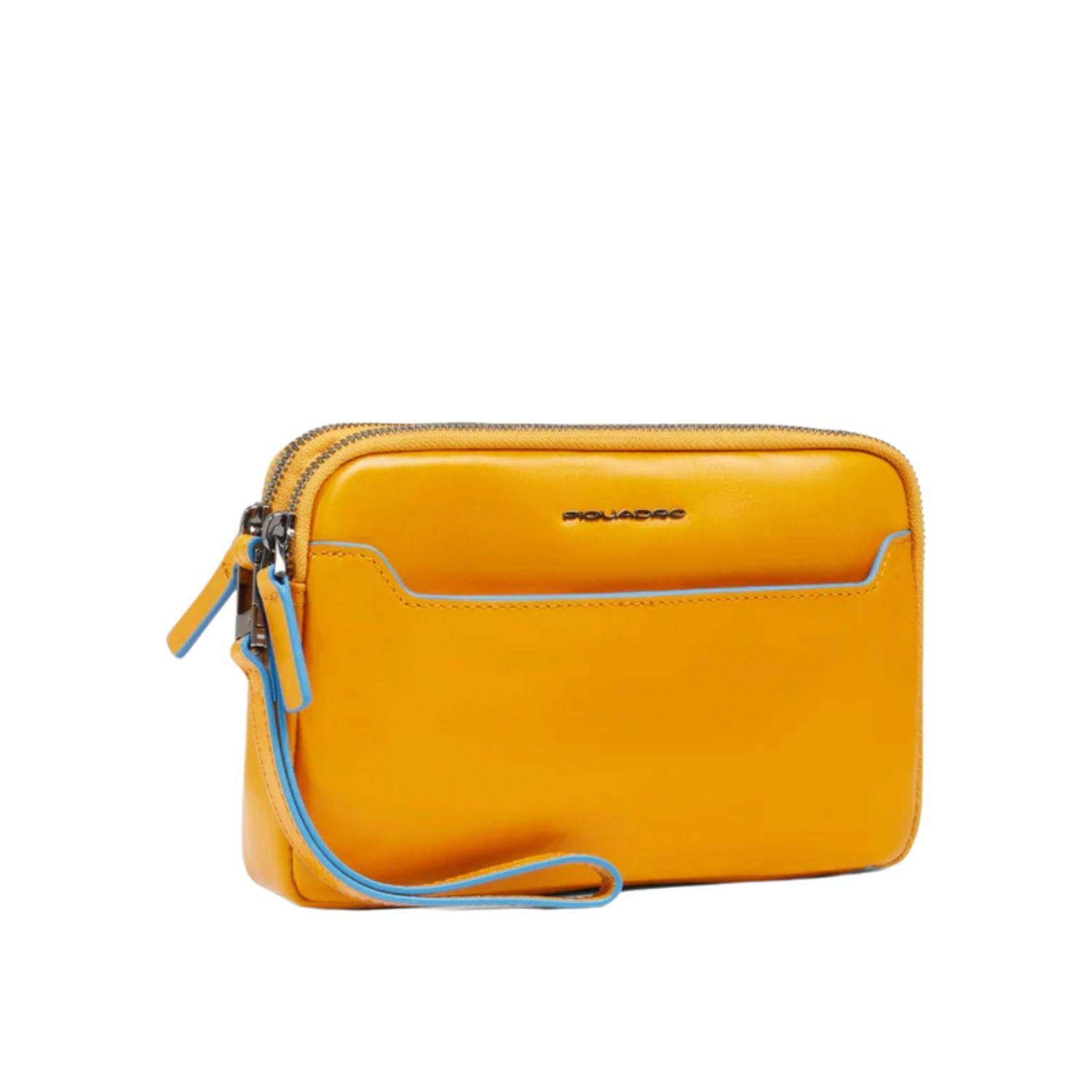 Piquadro - Pochette uomo 3 scomparti in pelle, Gialla