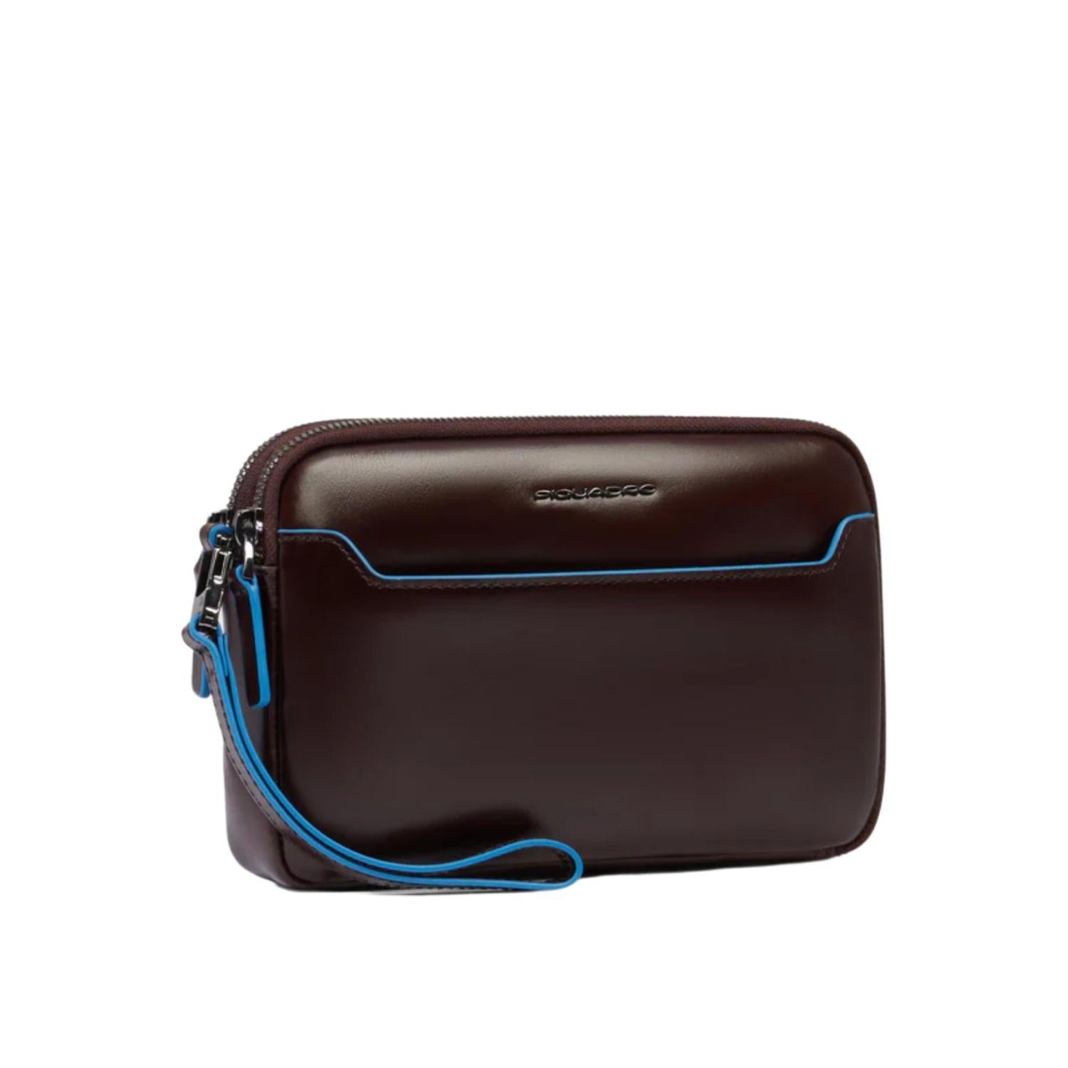 Piquadro - Pochette uomo 3 scomparti in pelle, Mogano