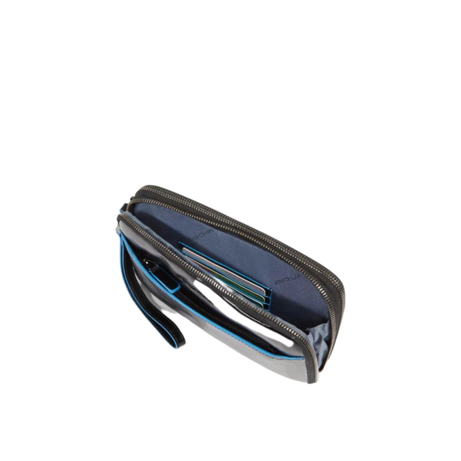 Piquadro - Pochette uomo 3 scomparti in pelle, Nero