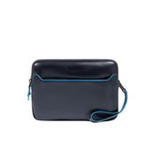 Piquadro - Pochette uomo con chiusura a impronta digitale, Blu