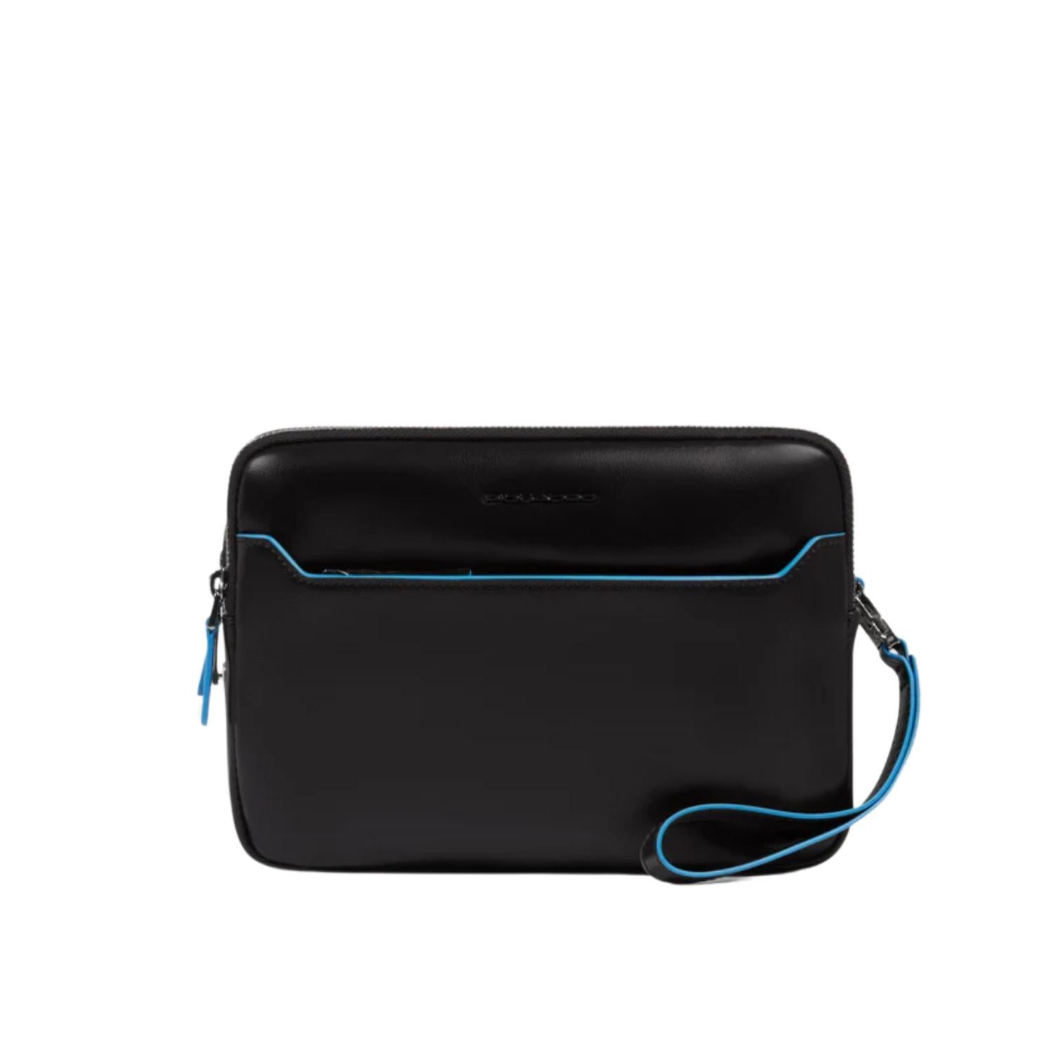 Piquadro - Pochette uomo con chiusura a impronta digitale, Nero