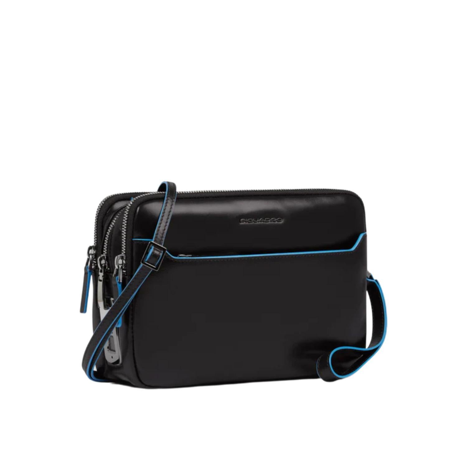 Piquadro - Pochette uomo con chiusura a impronta digitale, Nero