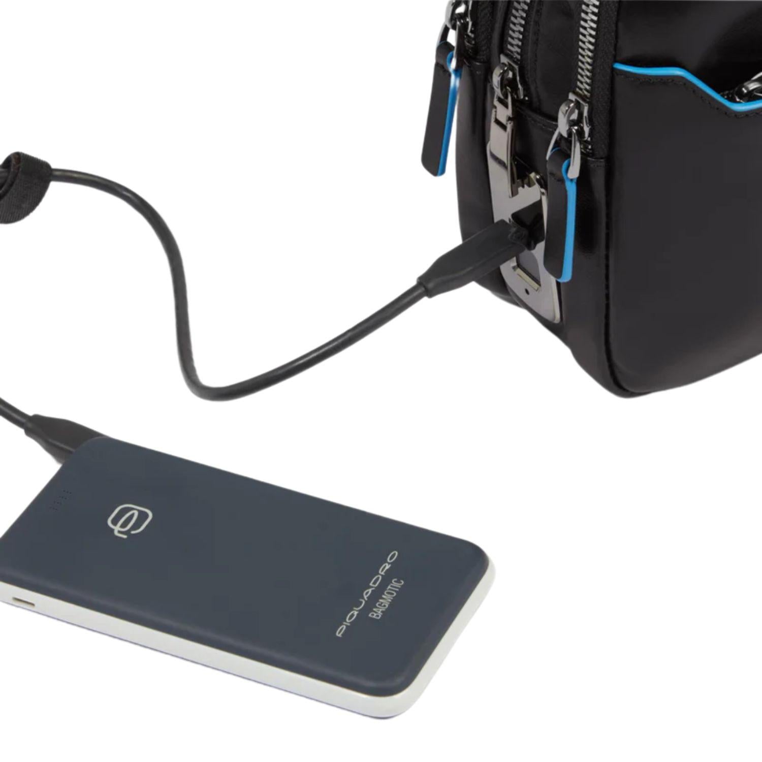 Piquadro - Pochette uomo con chiusura a impronta digitale, Nero