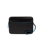 Piquadro - Pochette uomo con chiusura a impronta digitale, Nero