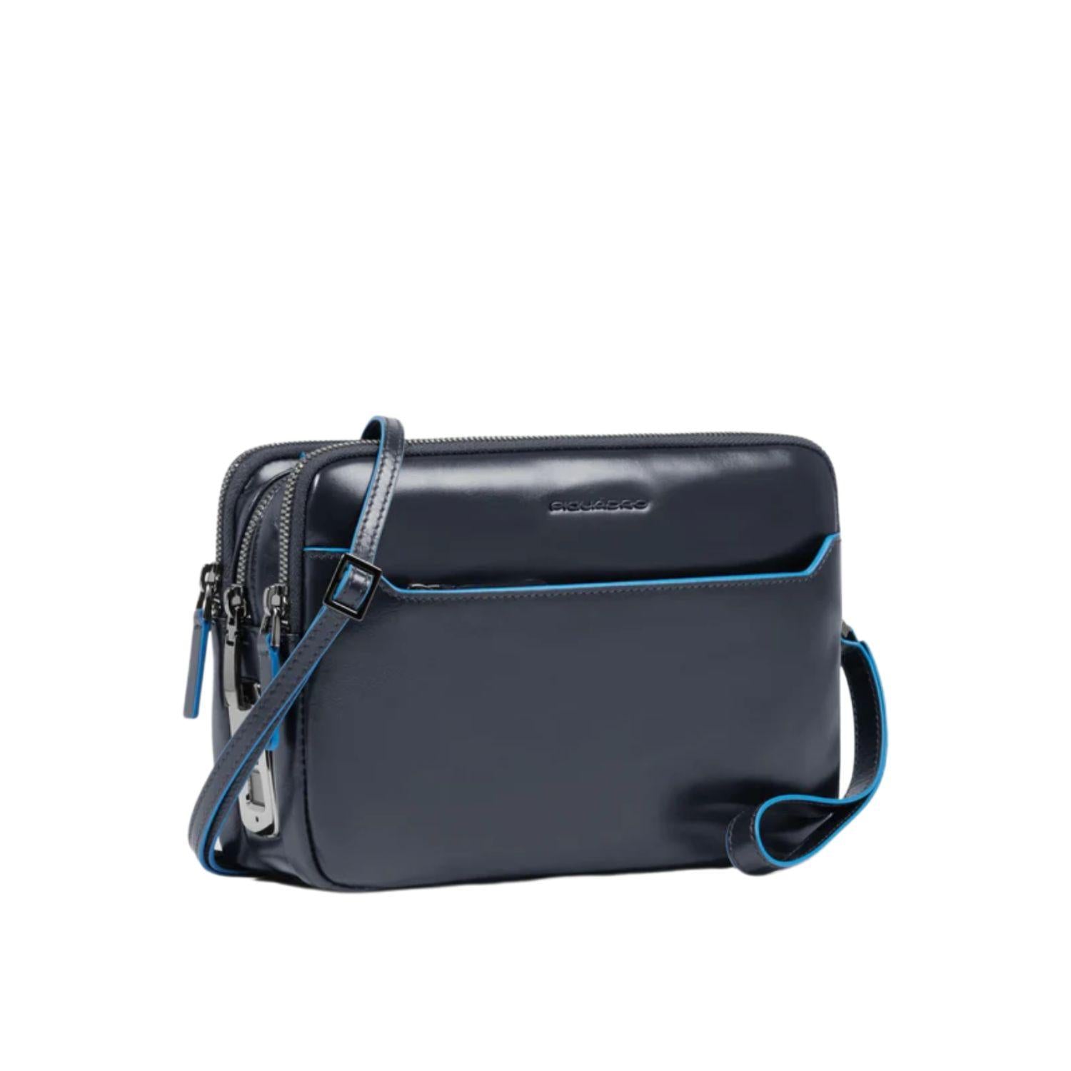 Piquadro - Pochette uomo con chiusura a impronta digitale, Blu