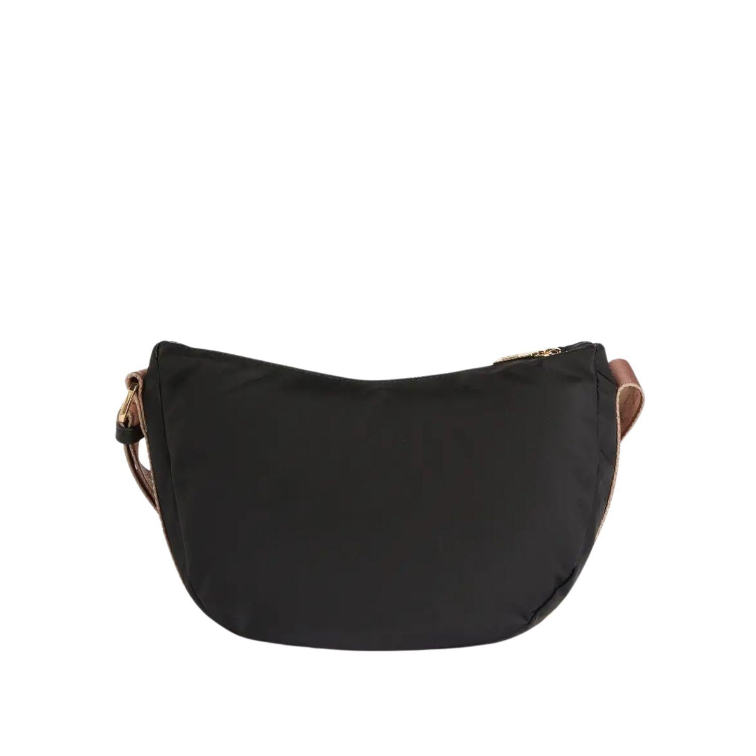 Alviero Martini - Tracolla a mezzaluna piccola Stormy in nylon, Nera