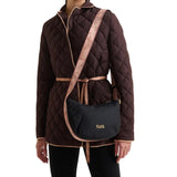 Alviero Martini - Tracolla a mezzaluna piccola Stormy in nylon, Nera