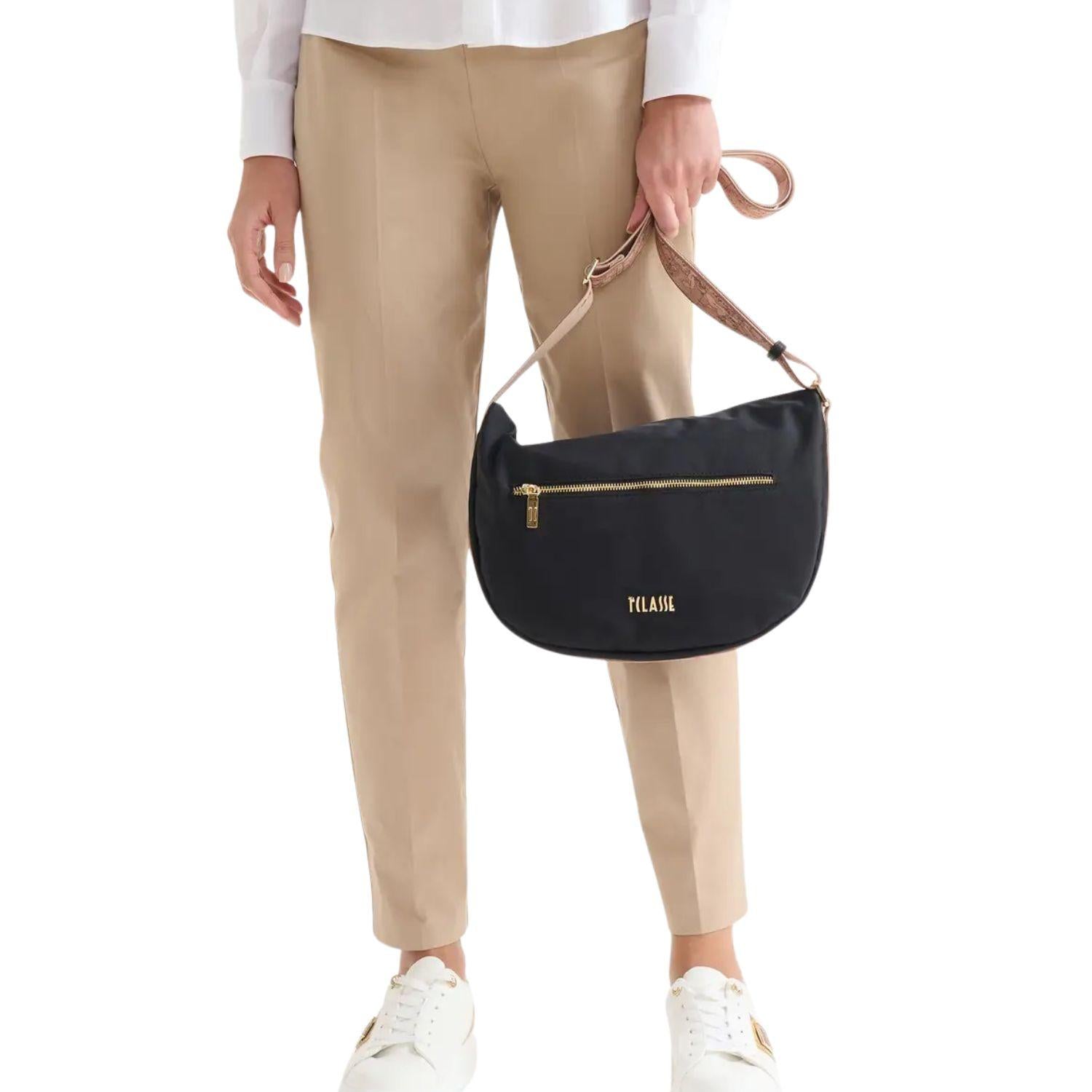 Alviero Martini - Tracolla a mezzaluna grande Stormy Nylon , Nera