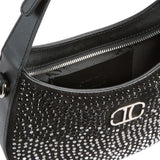 Alviero Martini - Moonlight Bag sottospalla a mezzaluna con strass, Nera