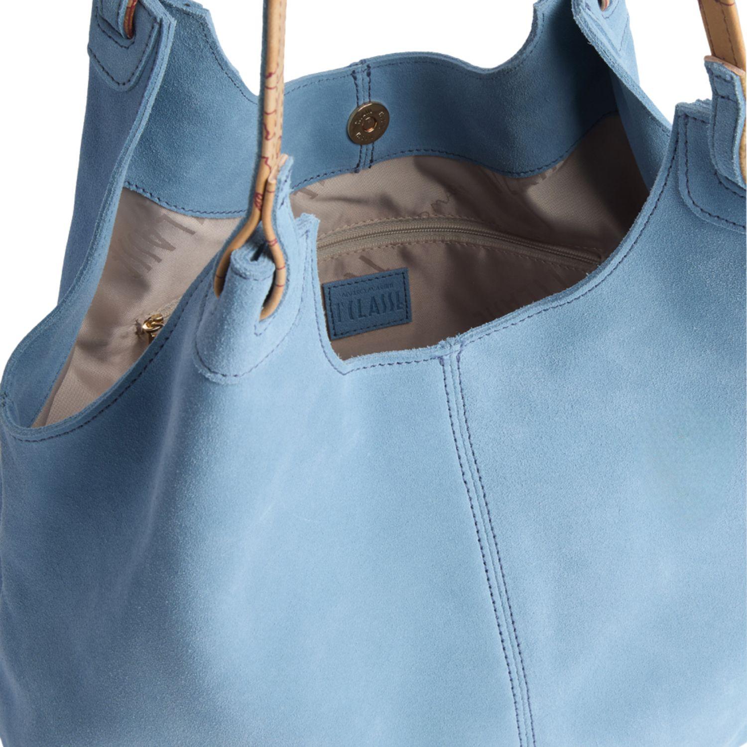 Alviero Martini - Tribal Leather borsa sottospalla, Blu cielo