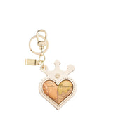 Alviero Martini - Portachiavi Cuore in pelle laminata, Oro Chiaro