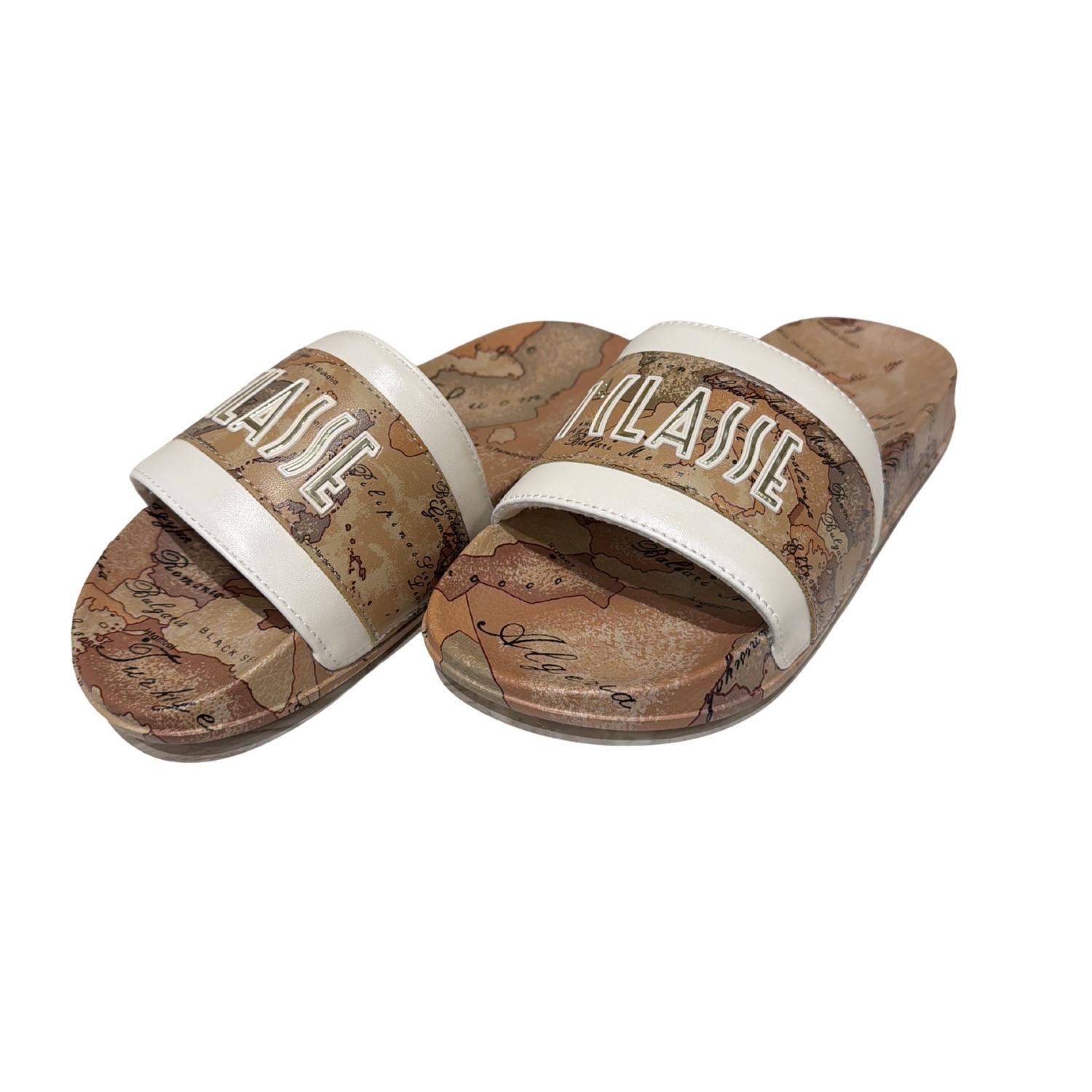 Alviero Martini - N.38 Ciabatte in gomma Geo Classic, Beige e Bianche