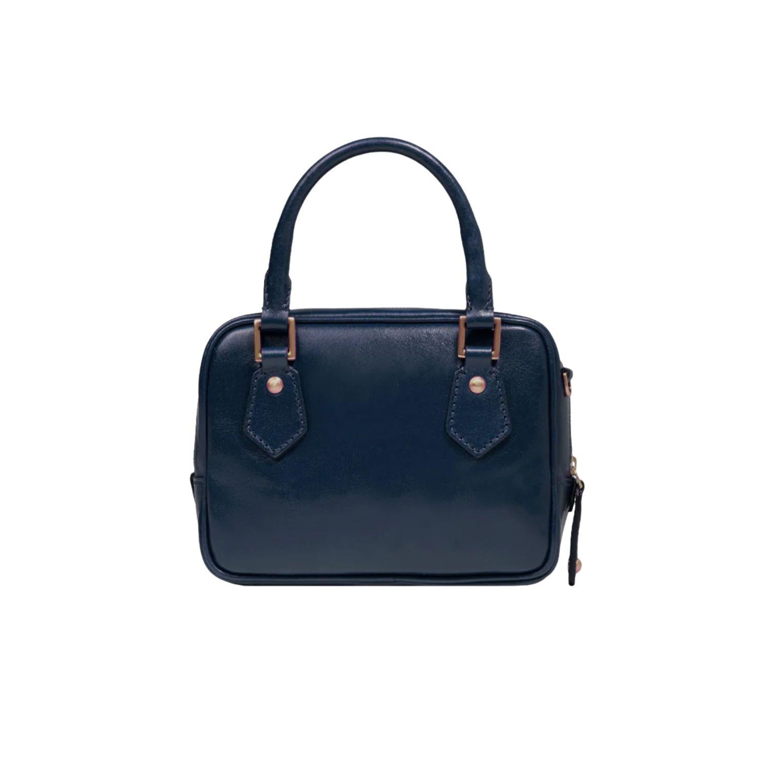 The Bridge - Bauletto piccolo in pelle con tracolla removibile, Blu Oltremare