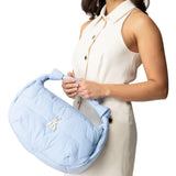 Patrizia Pepe - Borsa a spalla con zip in nylon, Azzurra