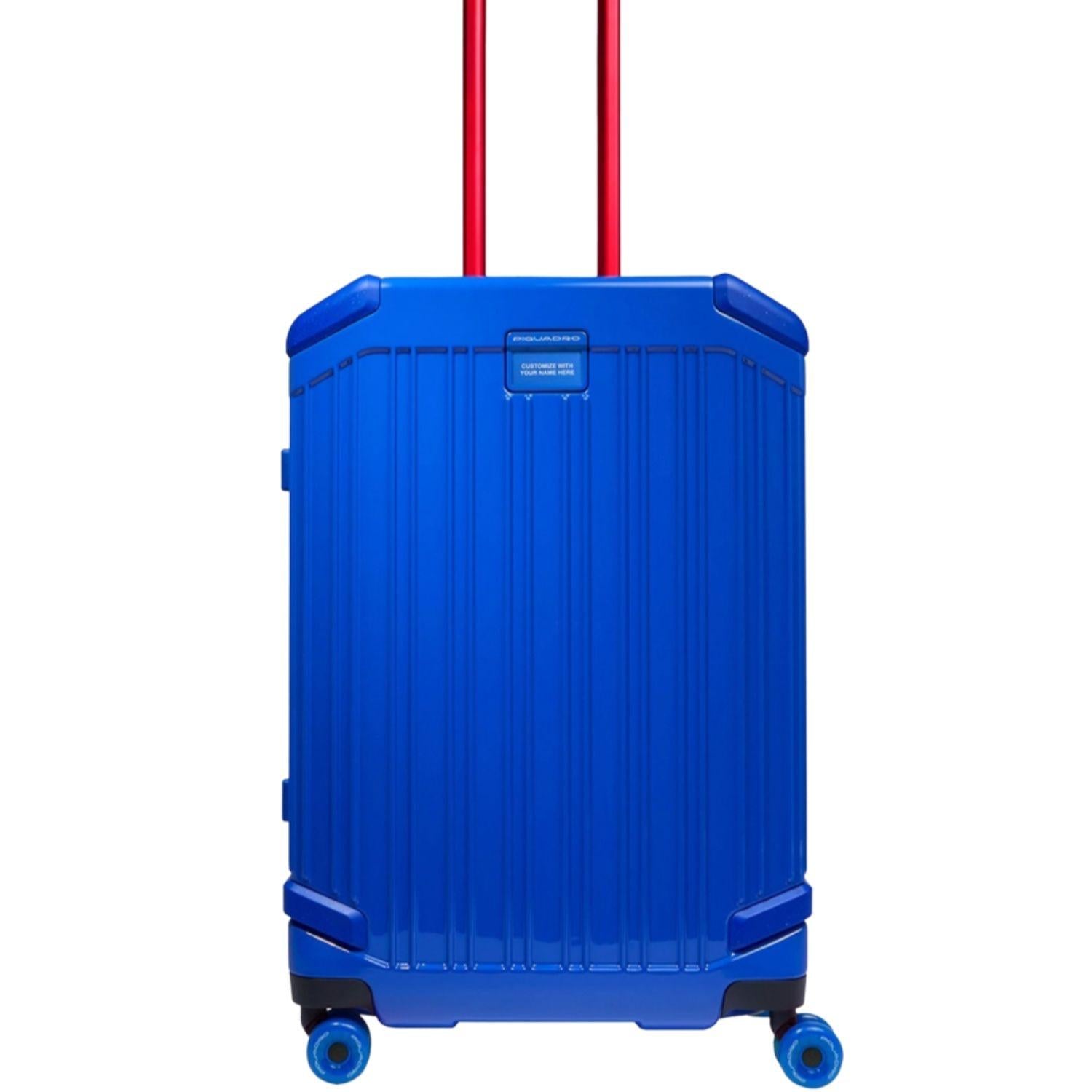 Piquadro - Trolley medio espandibile in policarbonato 4 ruote, Blu elettrico