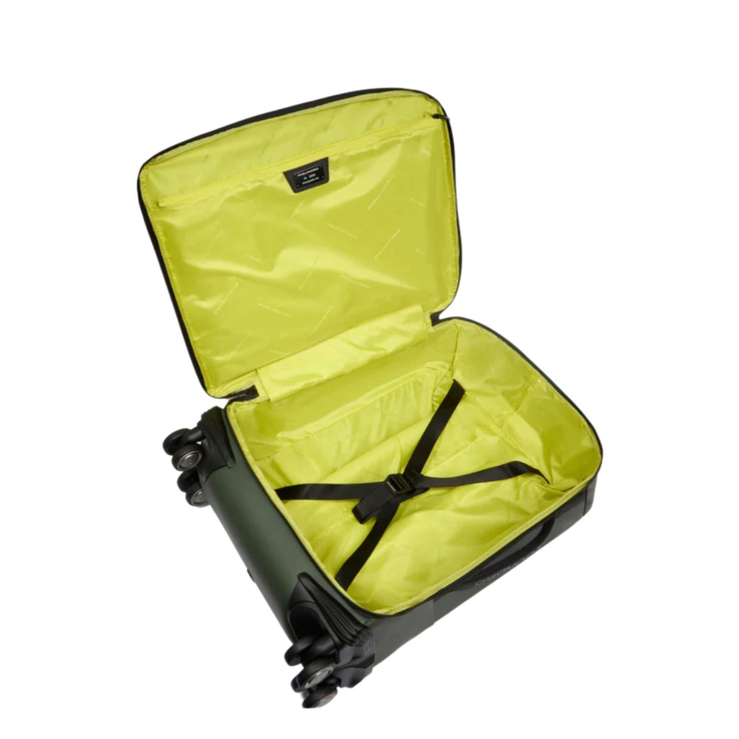 Piquadro - Trolley cabina in tessuto gommato, Verde