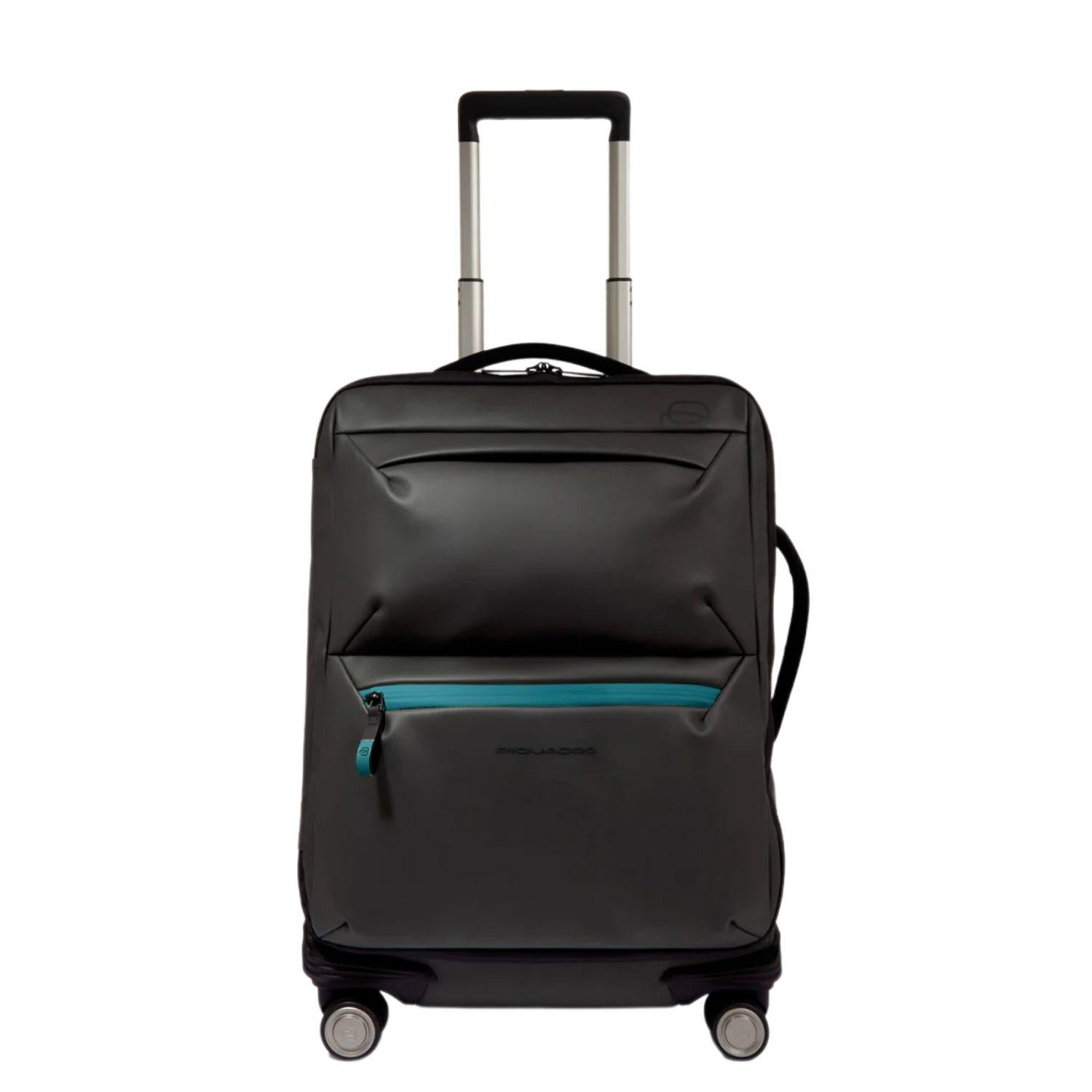 Piquadro - Trolley cabina in tessuto gommato, Nero