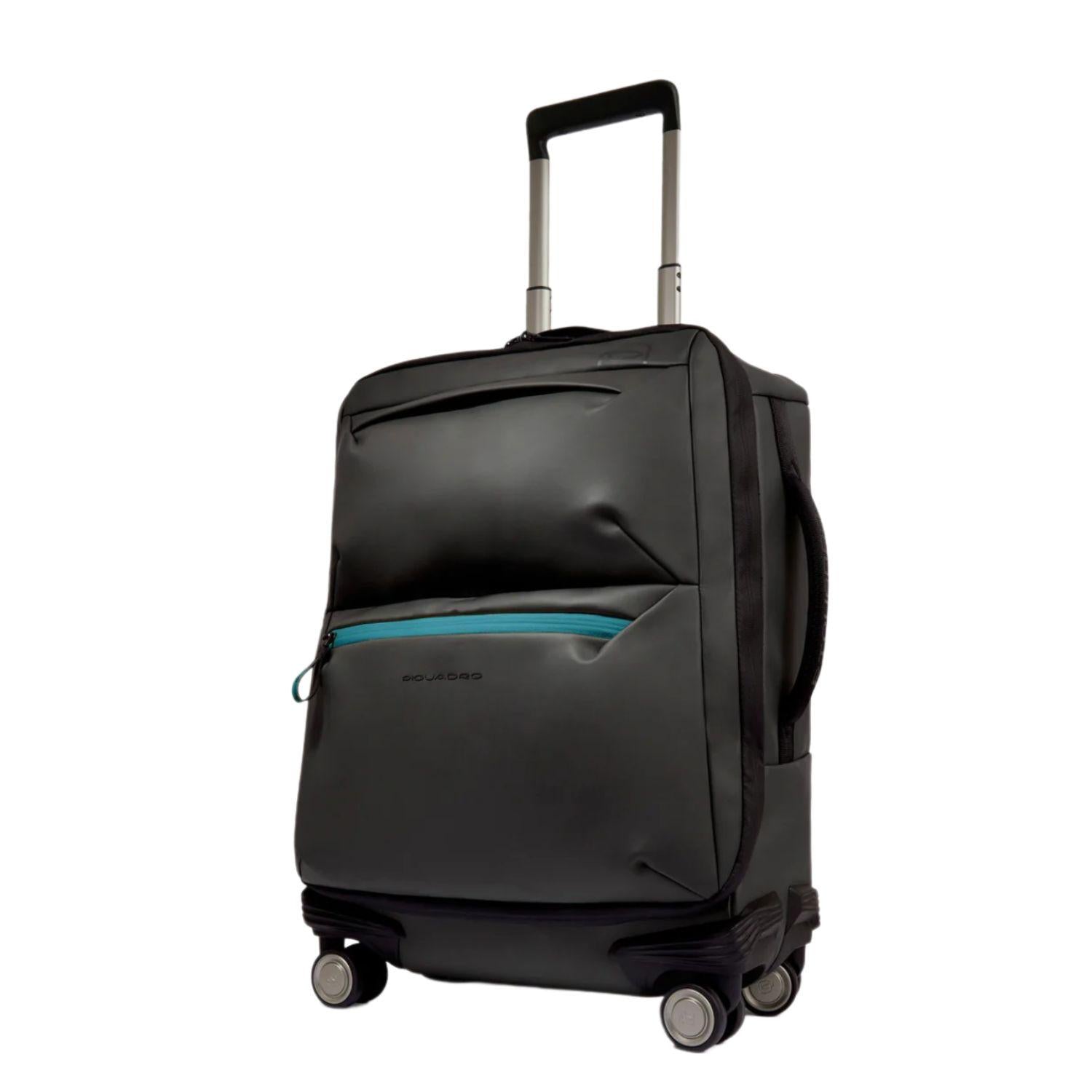 Piquadro - Trolley cabina in tessuto gommato, Nero