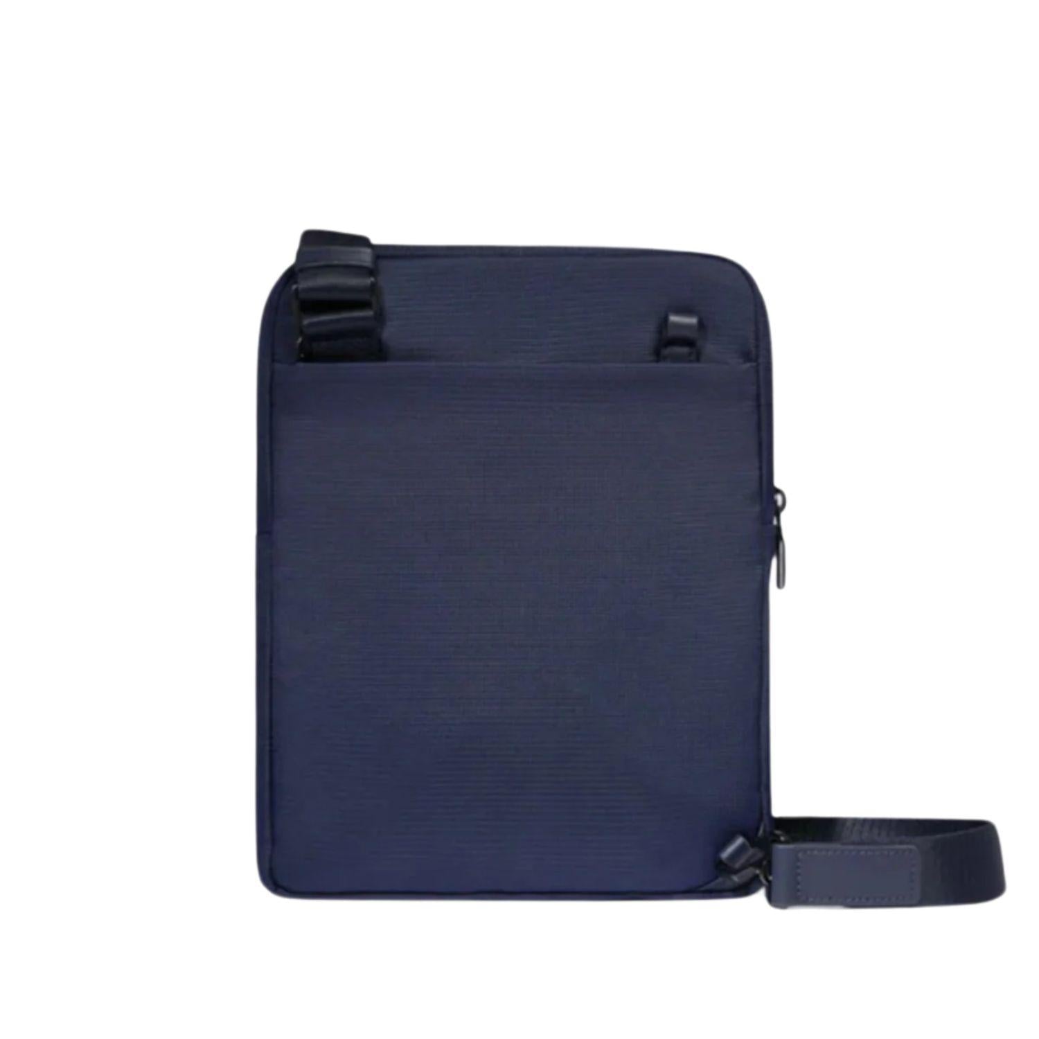 PIQUADRO - Borsello grande in tessuto e pelle , Blu