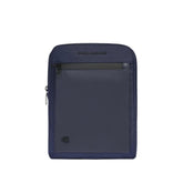 PIQUADRO - Borsello grande in tessuto e pelle , Blu