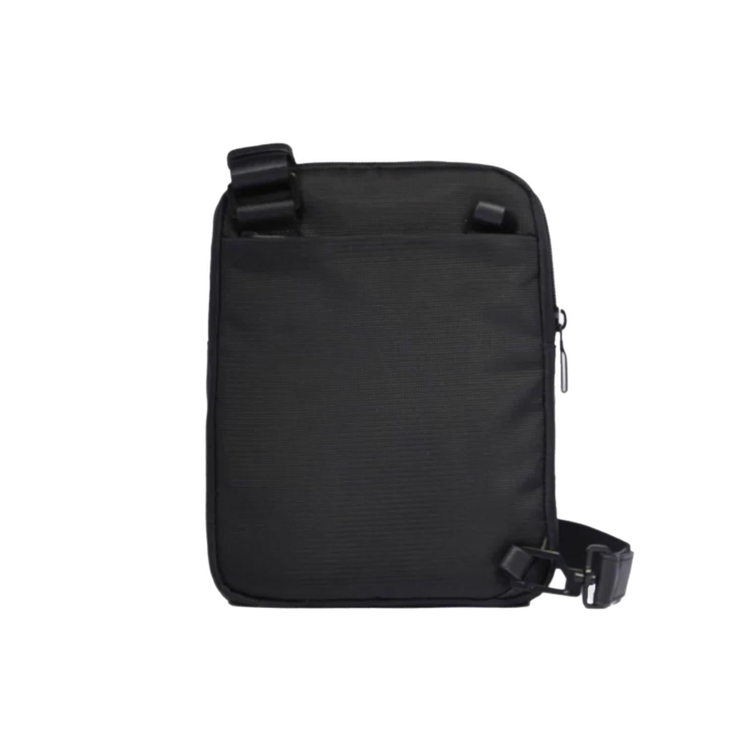 PIQUADRO - Borsello piccolo in tessuto e pelle, Nero