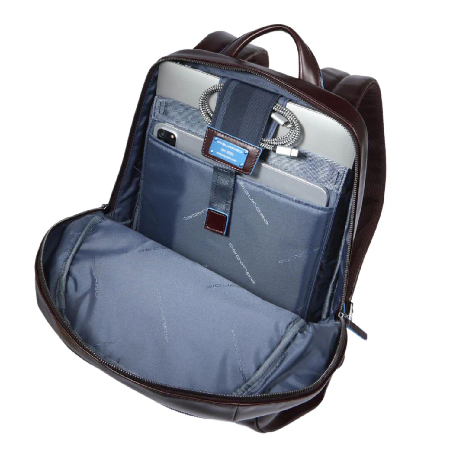Piquadro - Zaino medio porta computer e porta iPad Blue Square, Marrone