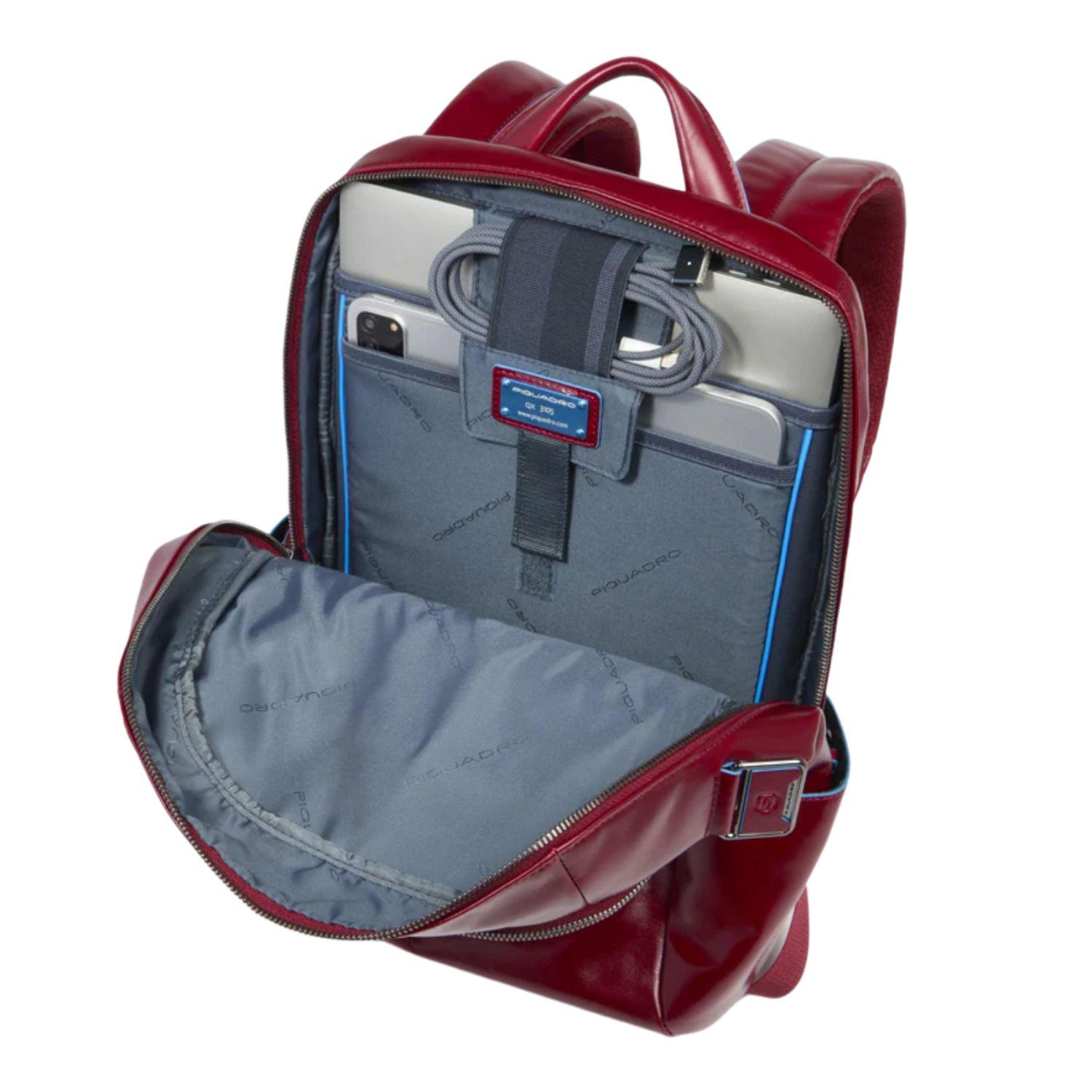 Piquadro - Zaino medio porta computer e porta iPad Blue Square, Rosso