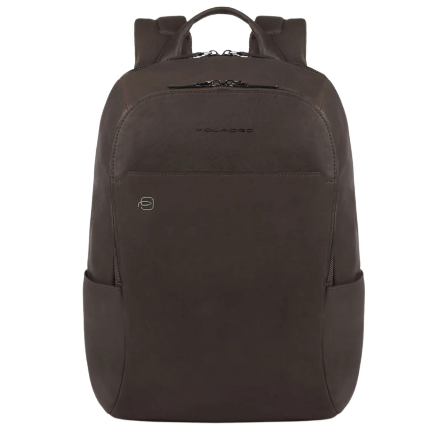 Piquadro - Zaino porta computer e porta iPad Black Square, Testa di Moro