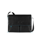 Piquadro - Messenger in pelle con tasche frontali Blue Square, Nera