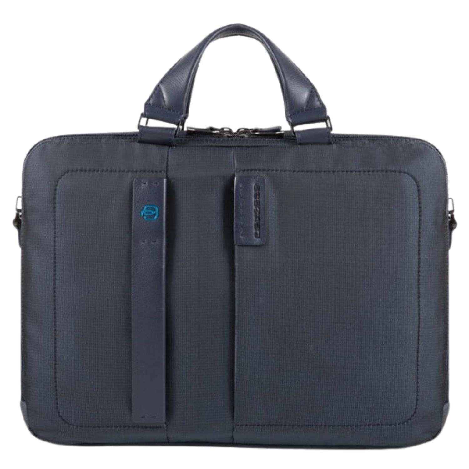 PIQUADRO - Cartella a due manici porta computer 15.6 e porta iPad con porta bottiglia o porta ombrello P16, Blu
