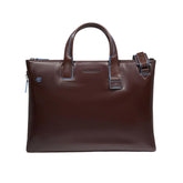 Piquadro - Cartella sottile per laptop 15,6 e iPad Pro 12,9 Blue Square Mogano