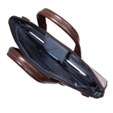 PIQUADRO - Cartella sottile per laptop 15,6 e iPad Pro 12,9 Blue Square Mogano