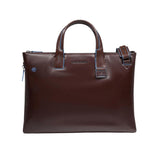 PIQUADRO - Cartella sottile per laptop 15,6 e iPad Pro 12,9 Blue Square Mogano