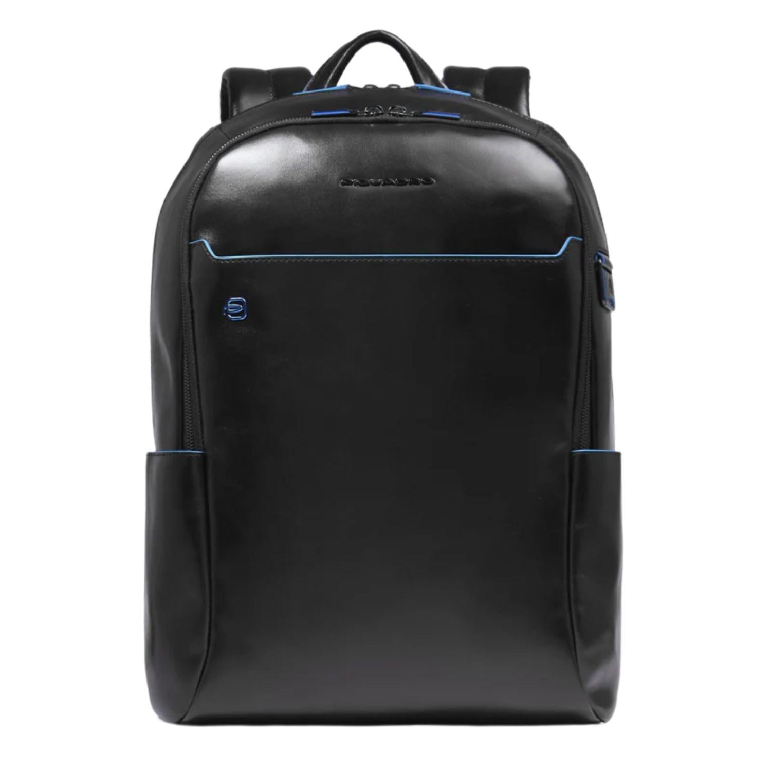 Piquadro - Zaino grande porta pc 15.6 in pelle Blue Square, Nero