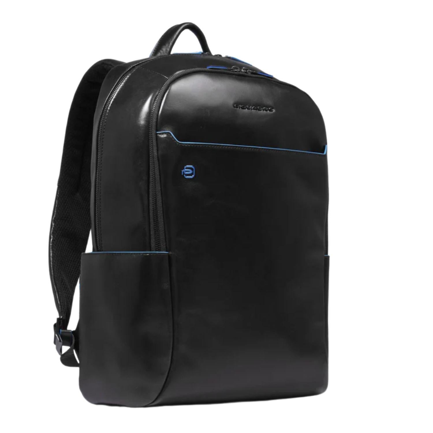 Piquadro - Zaino grande porta pc 15.6 in pelle Blue Square, Nero