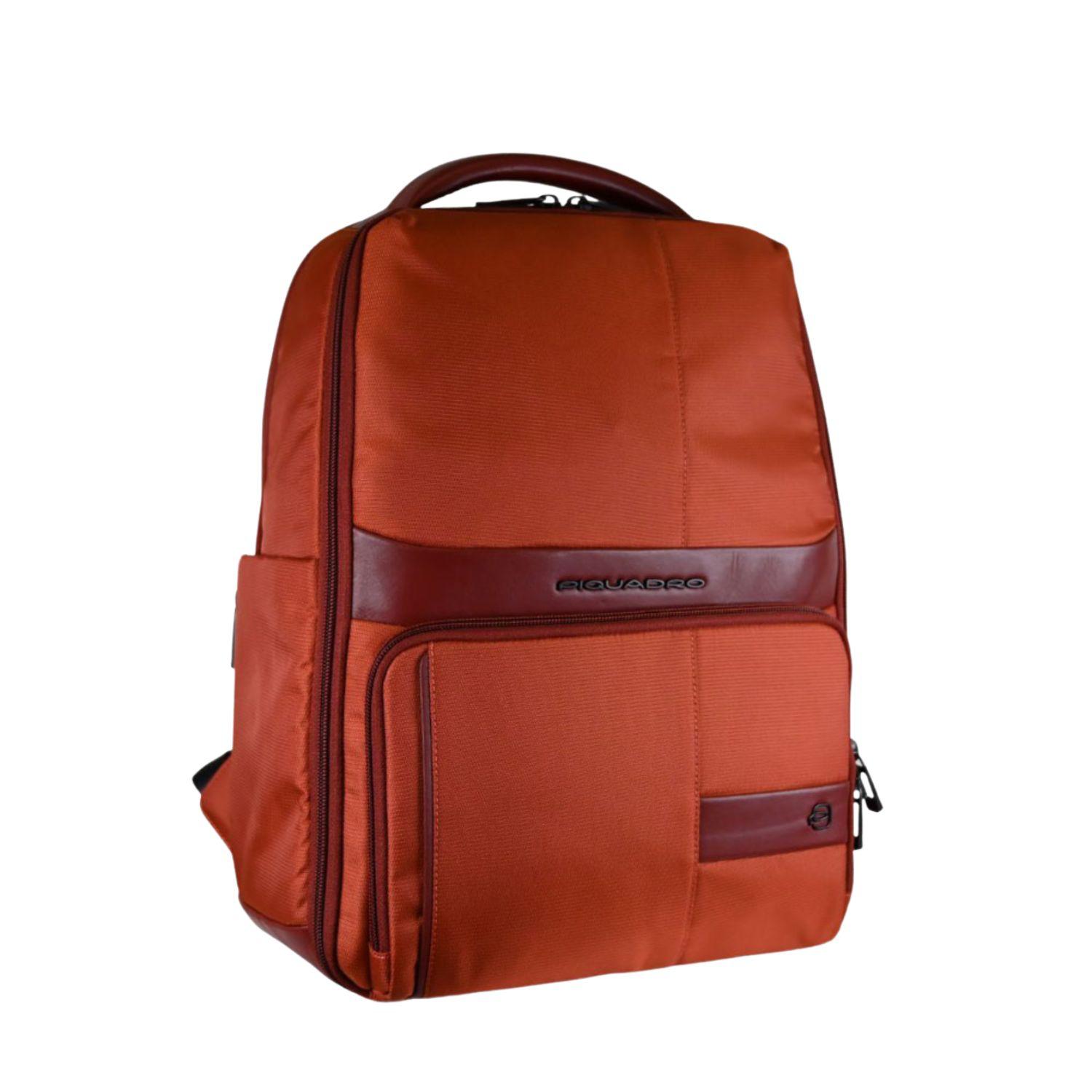 Piquadro - Zaino in tessuto da viaggio e porta PC 14', Arancione