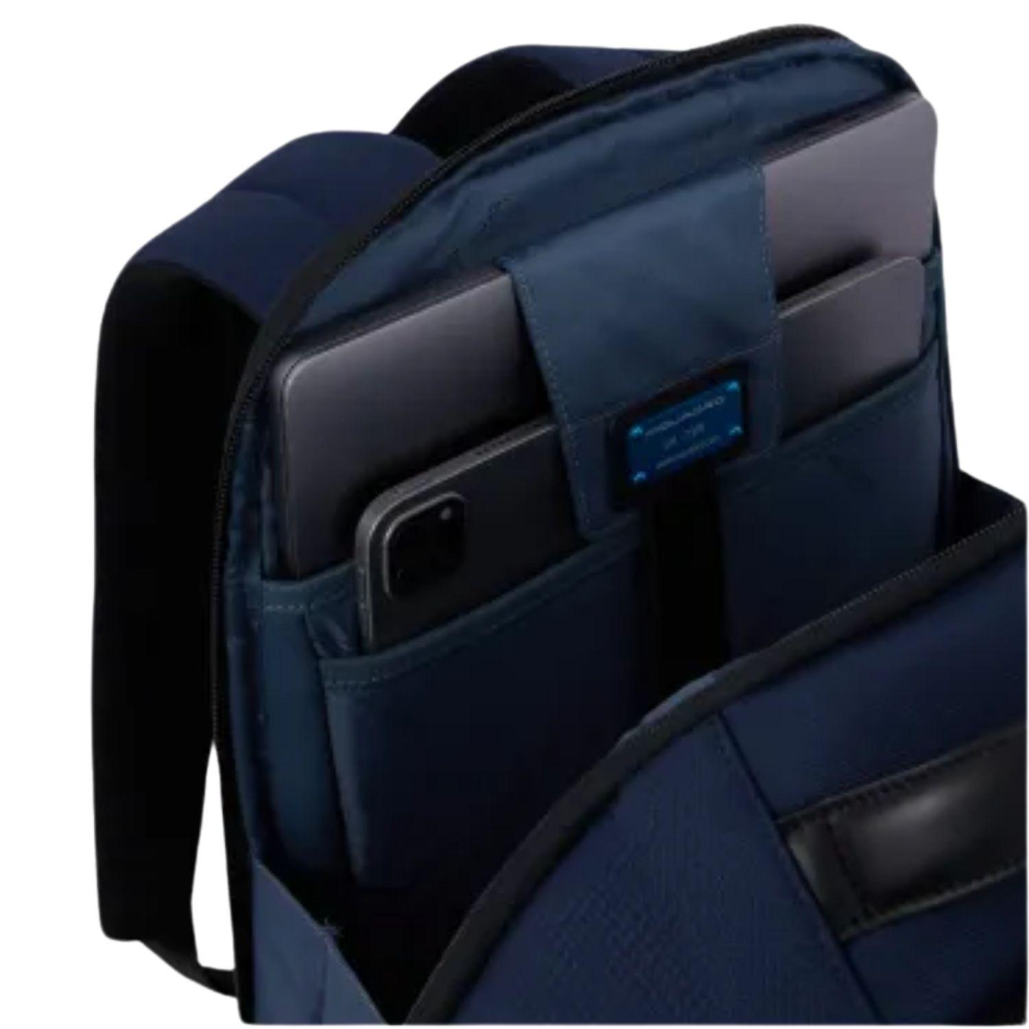 Piquadro - Zaino porta pc 14 '' in tessuto impermeabile, Blu