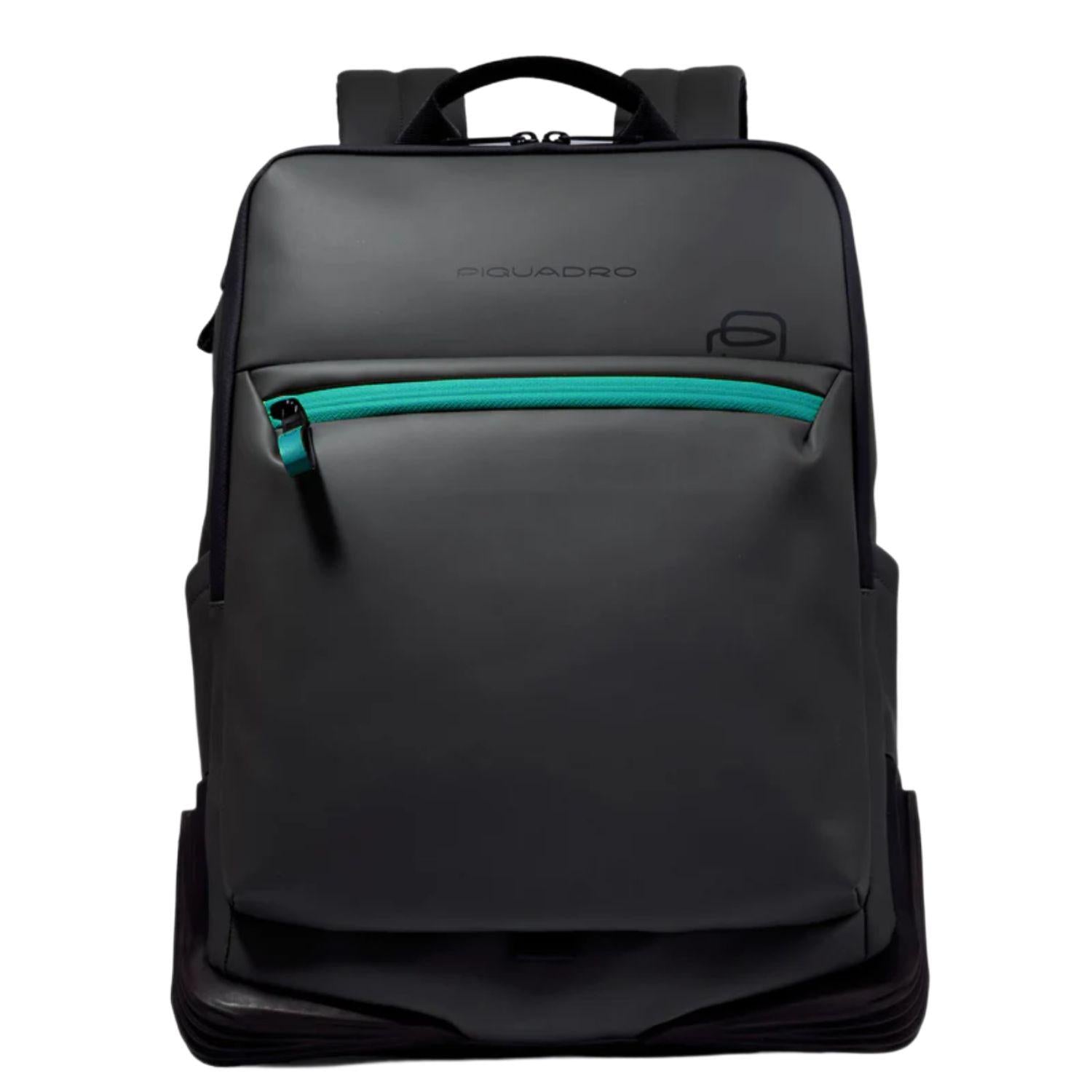 Piquadro - Zaino grande porta pc 15'' in tessuto gommato, Nero
