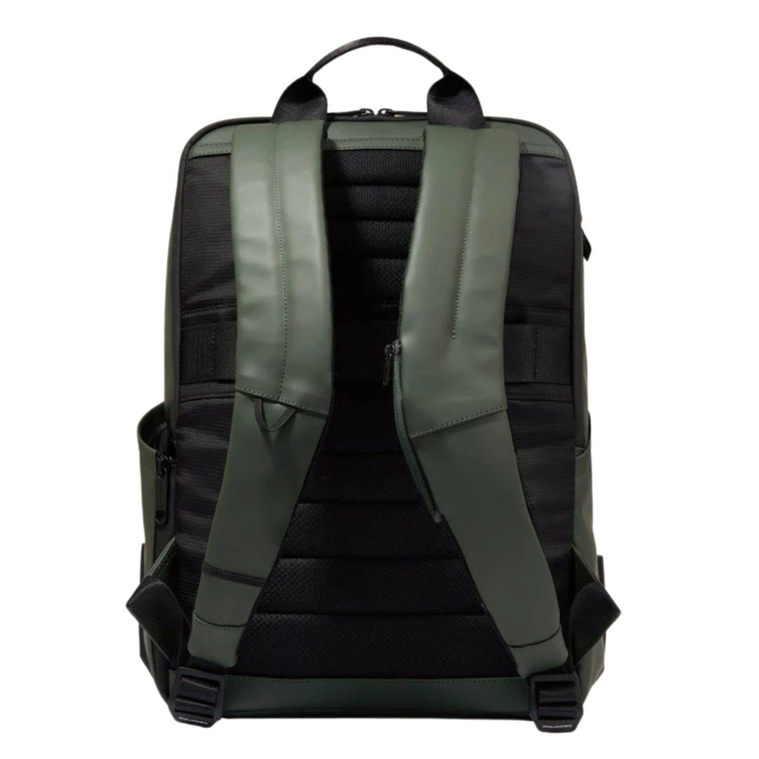 Piquadro - Zaino grande porta pc 15'' in tessuto gommato, Verde