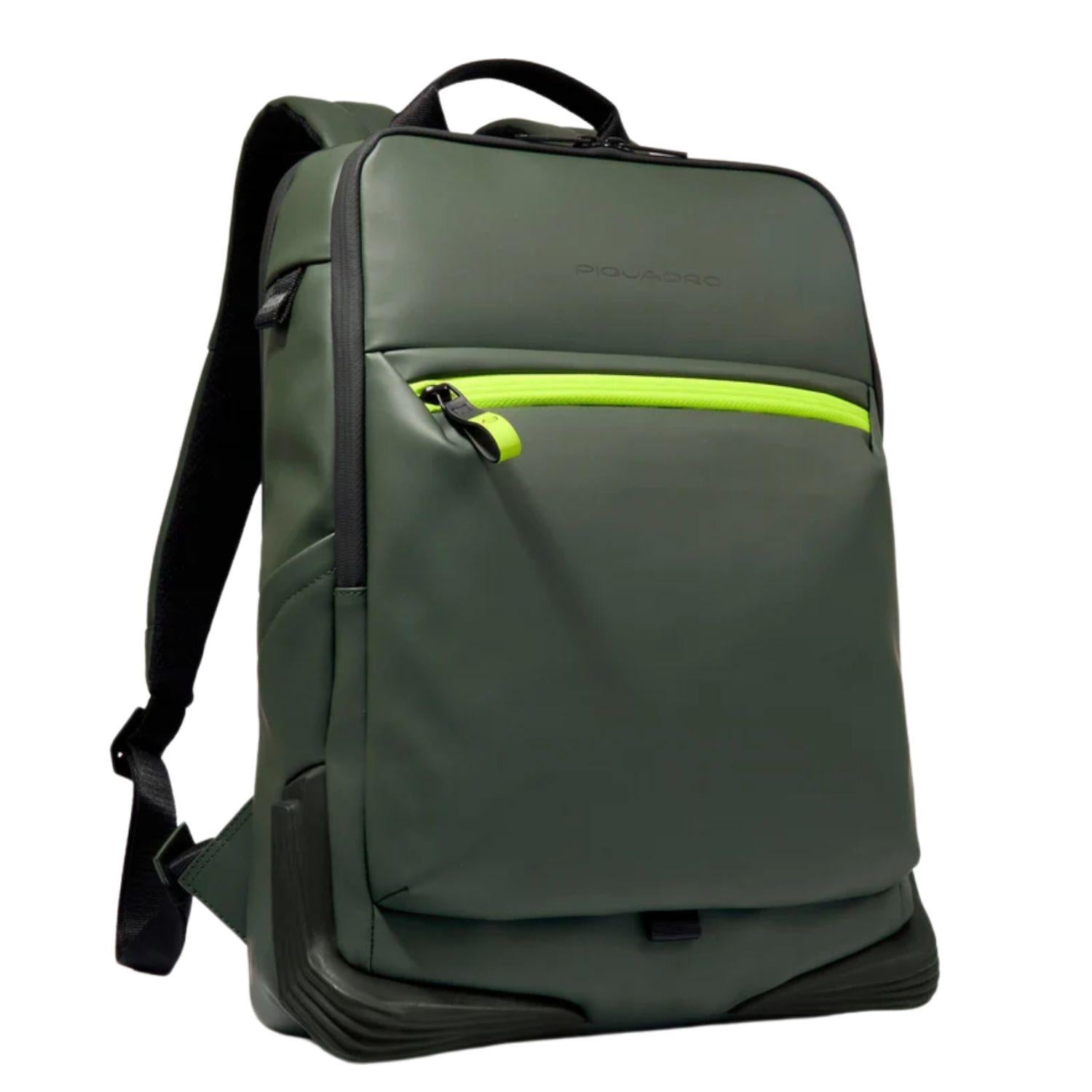 Piquadro - Zaino grande porta pc 15'' in tessuto gommato, Verde