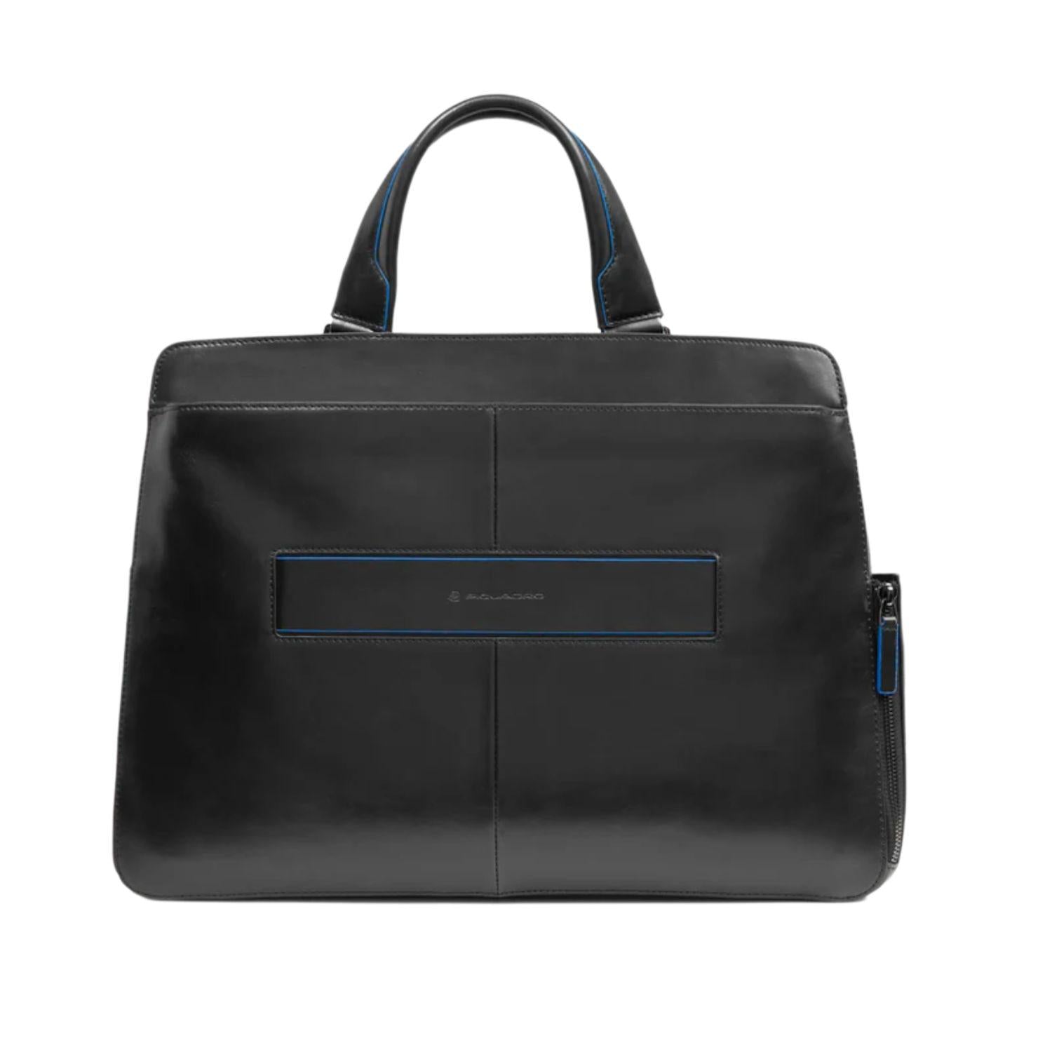 PIQUADRO - Cartella da lavoro in pelle porta pc 15,6", Nero