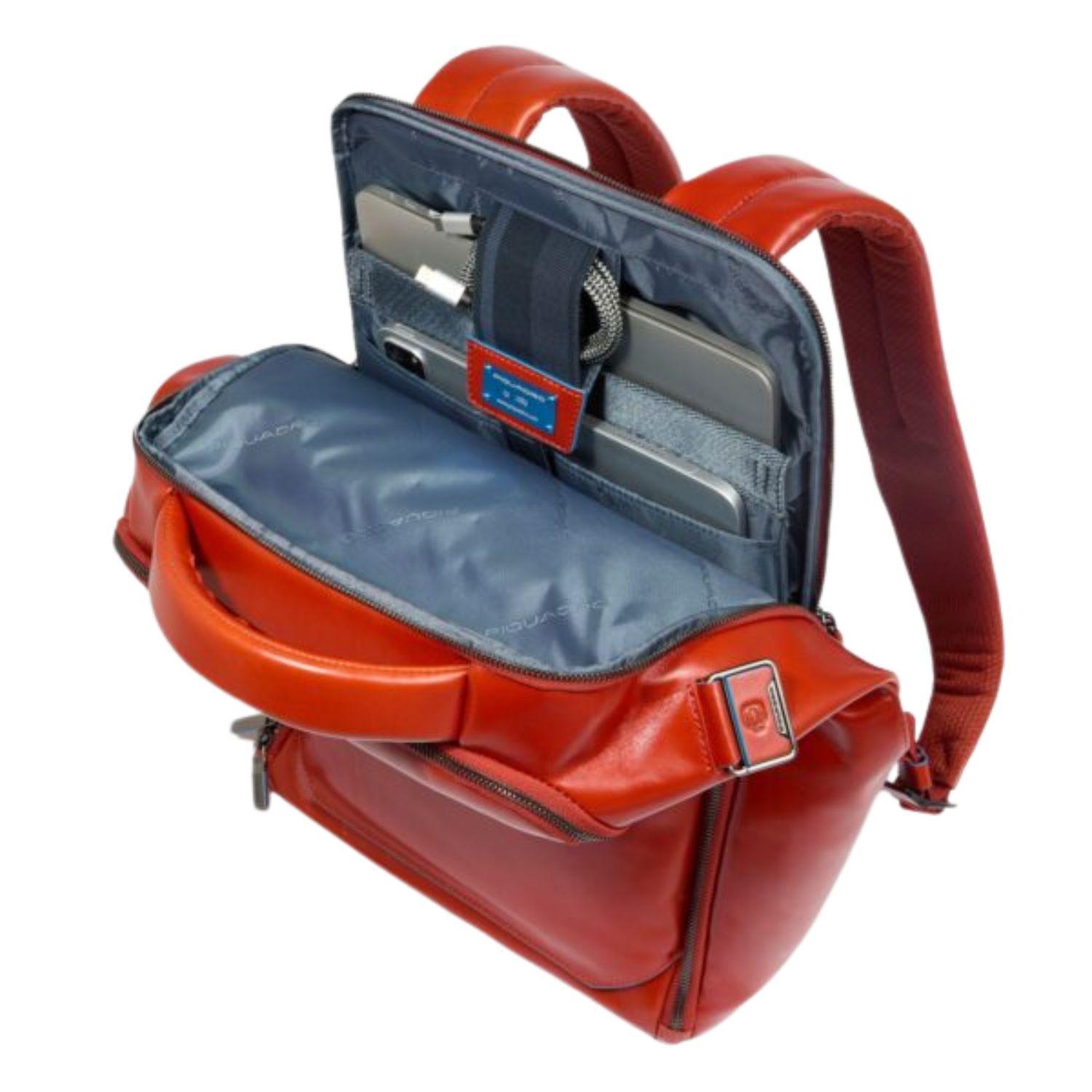 Piquadro - Zaino in pelle porta PC 15.6' Blue Square, Arancione
